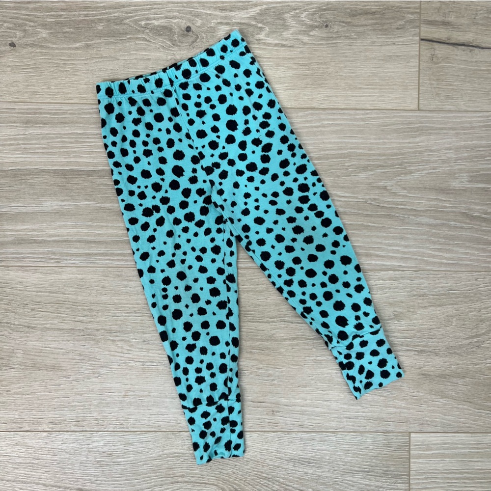 Posh Peanut Aqua Teal Black Spotted Kids Leggings
